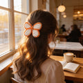 Amber Bloom Crochet Flower Hair Clip By Suryatra | Orange & Ivory