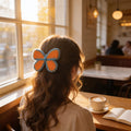 Sunset Bloom Crochet Hair Clip By Suryatra | Orange & Blue