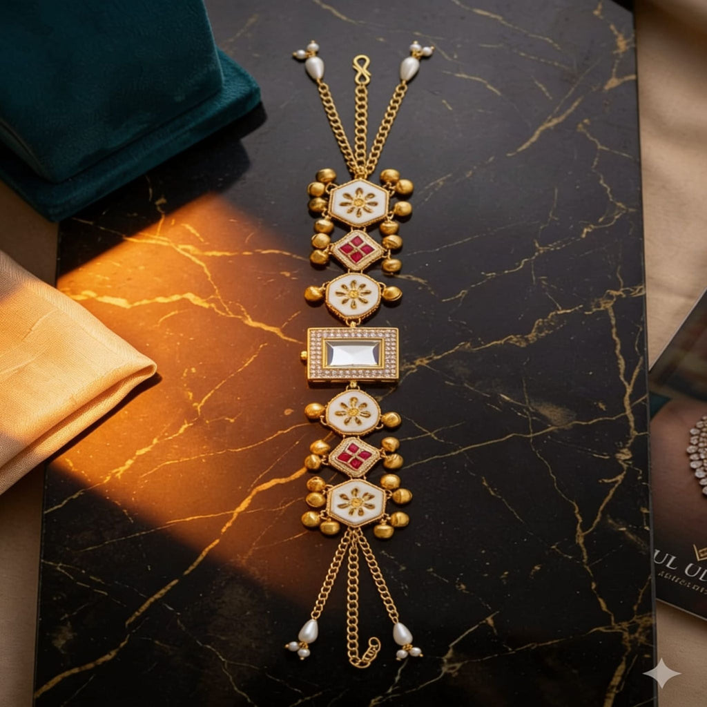 Royal Pearl Meenakari Chain Watch By Suryatra