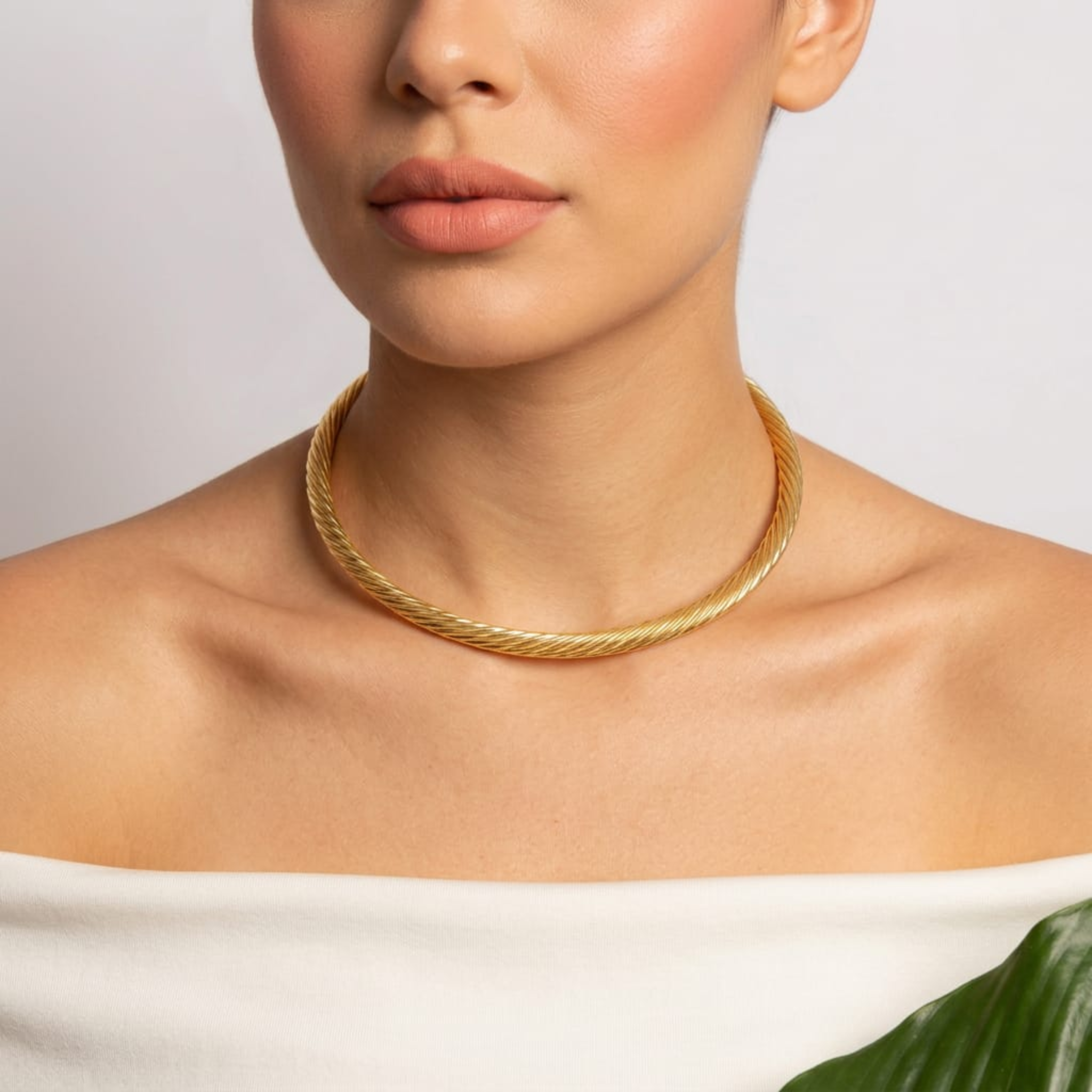 Aura Twist Gold Choker Necklace