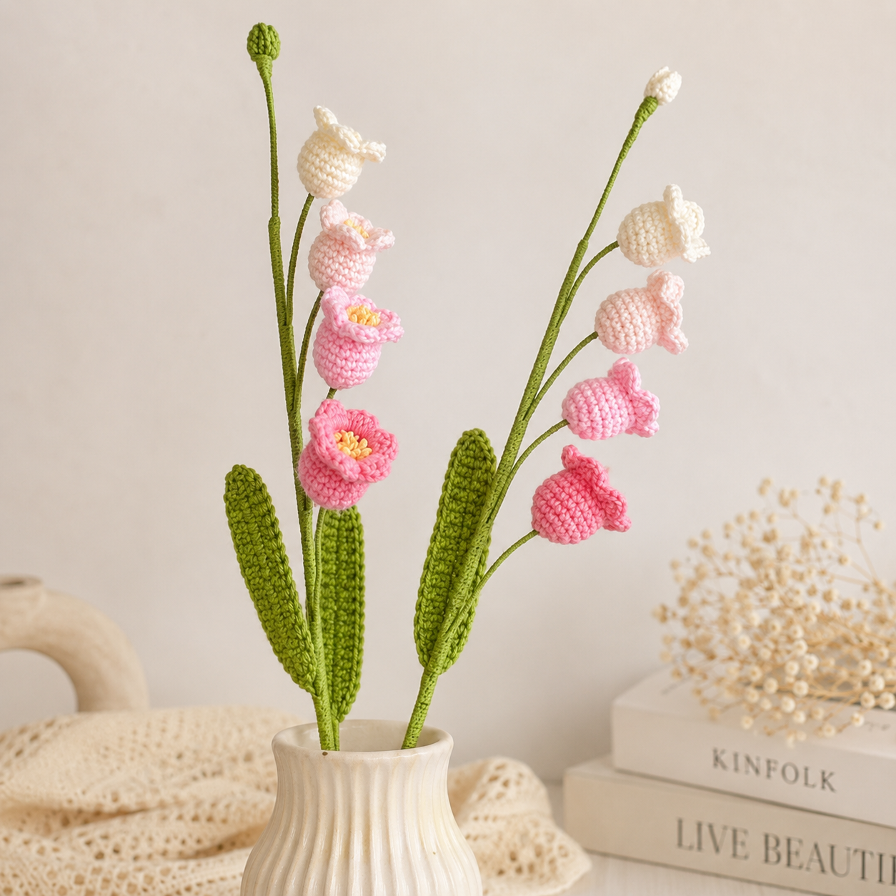 Blush Bloom Crochet Lily Stems by Suryatra