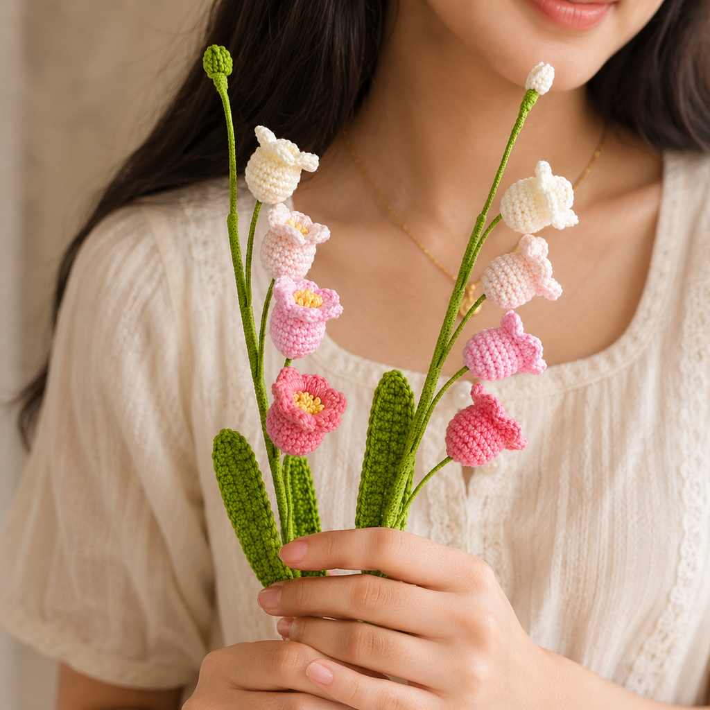 Blush Bloom Crochet Lily Stems by Suryatra