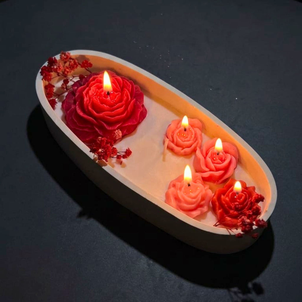 Stunning Blooming Rose Luminous Candle by Suryatra