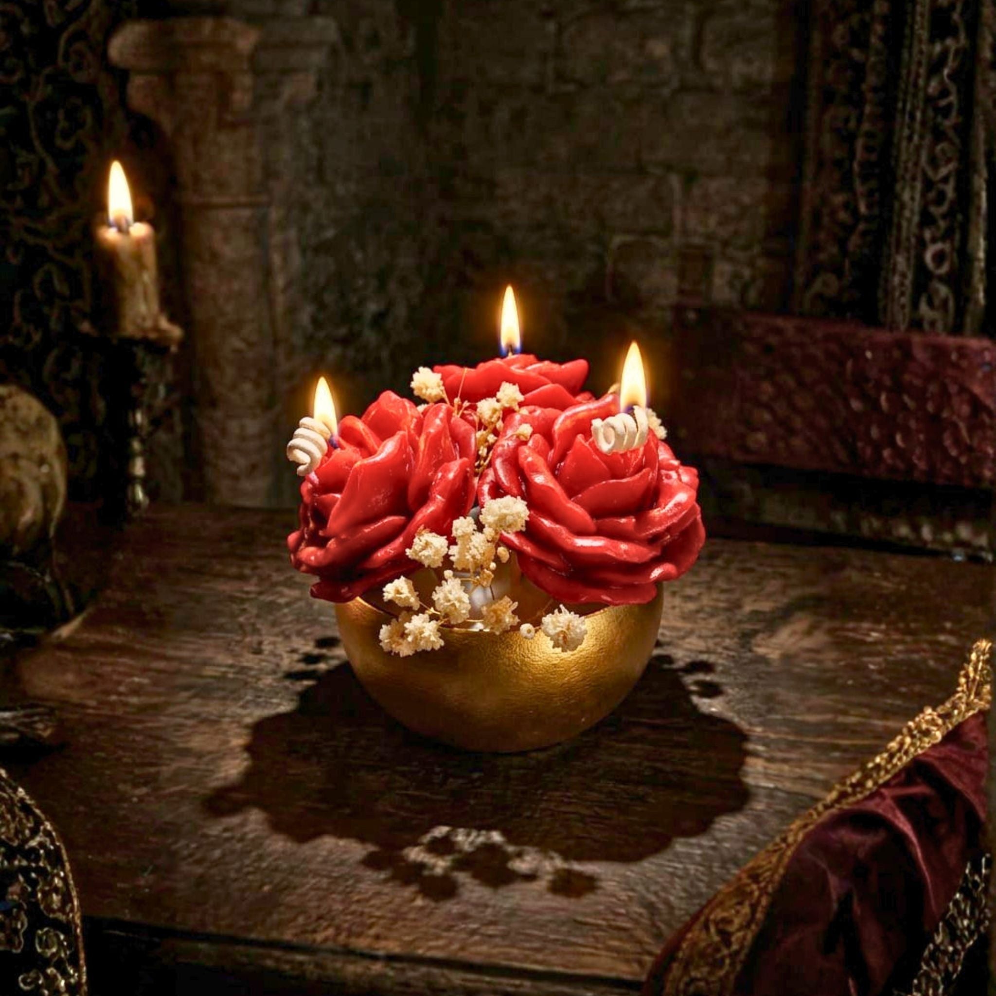 Radiant Bouquet of Roses Captured Candle by Suryatra