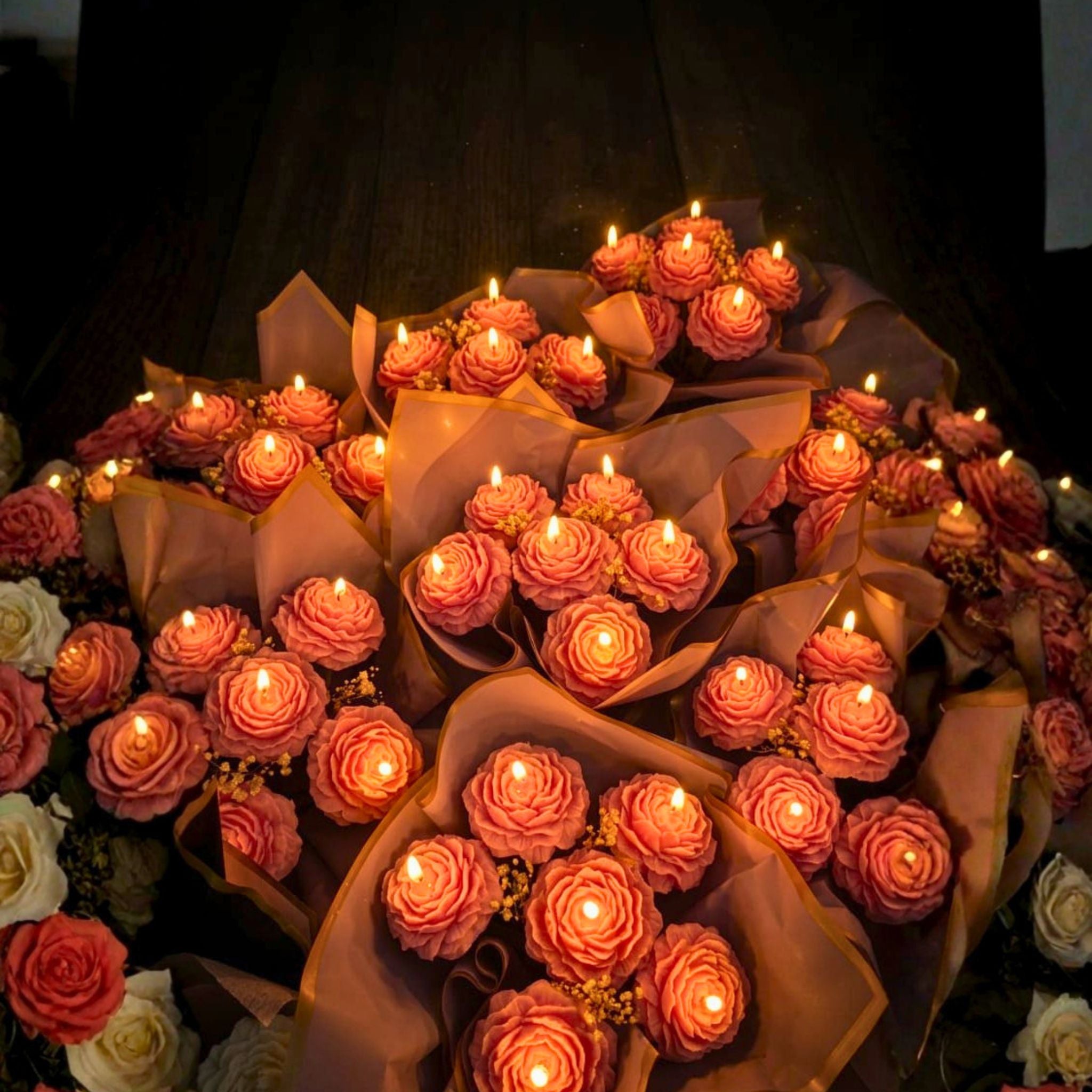 Royal Rose Glow Bouquet Candle Set by Suryatra