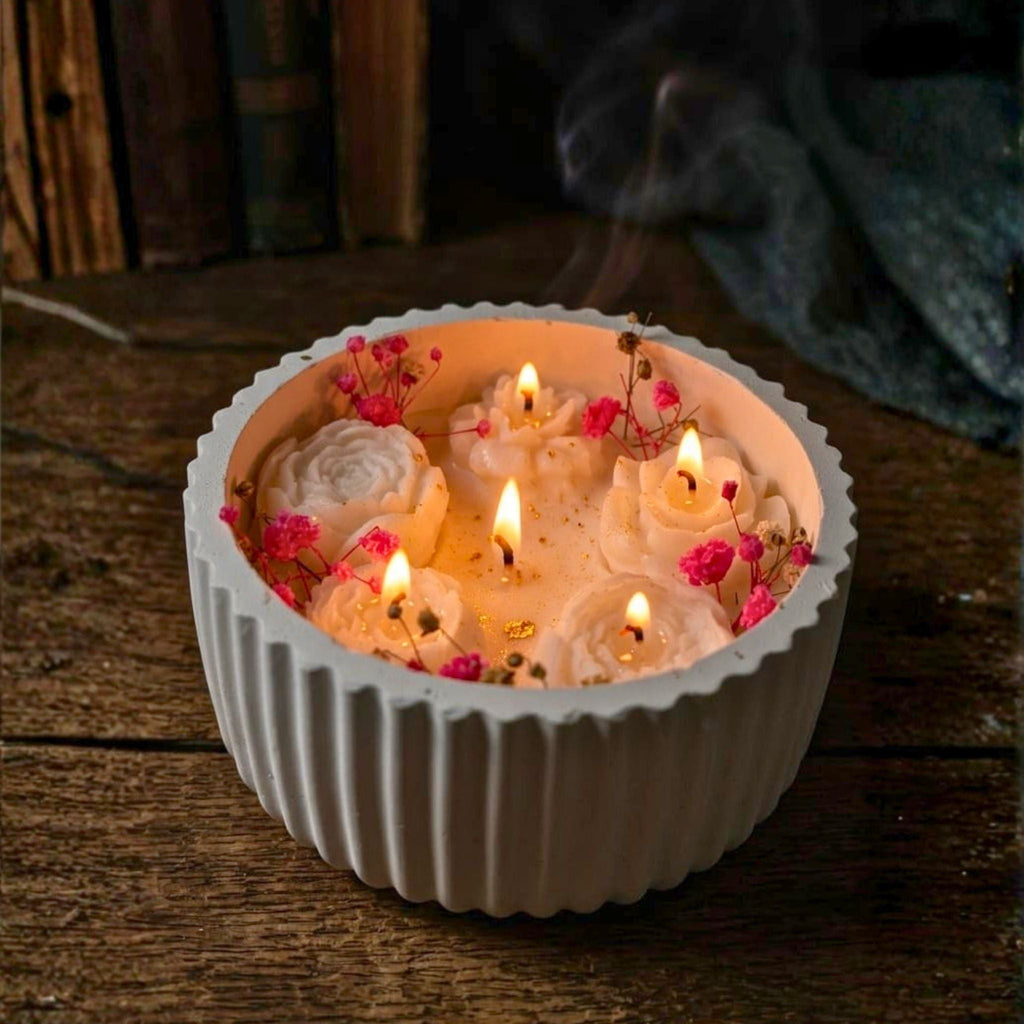 Elegant Blossom Candle Bowl by Suryatra