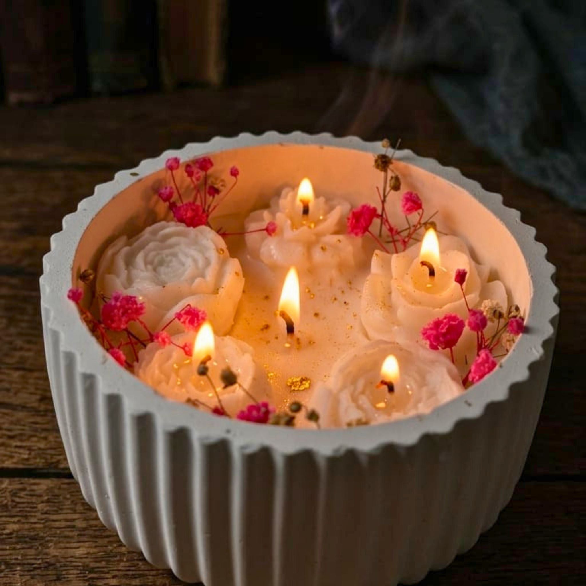 Elegant Blossom Candle Bowl by Suryatra