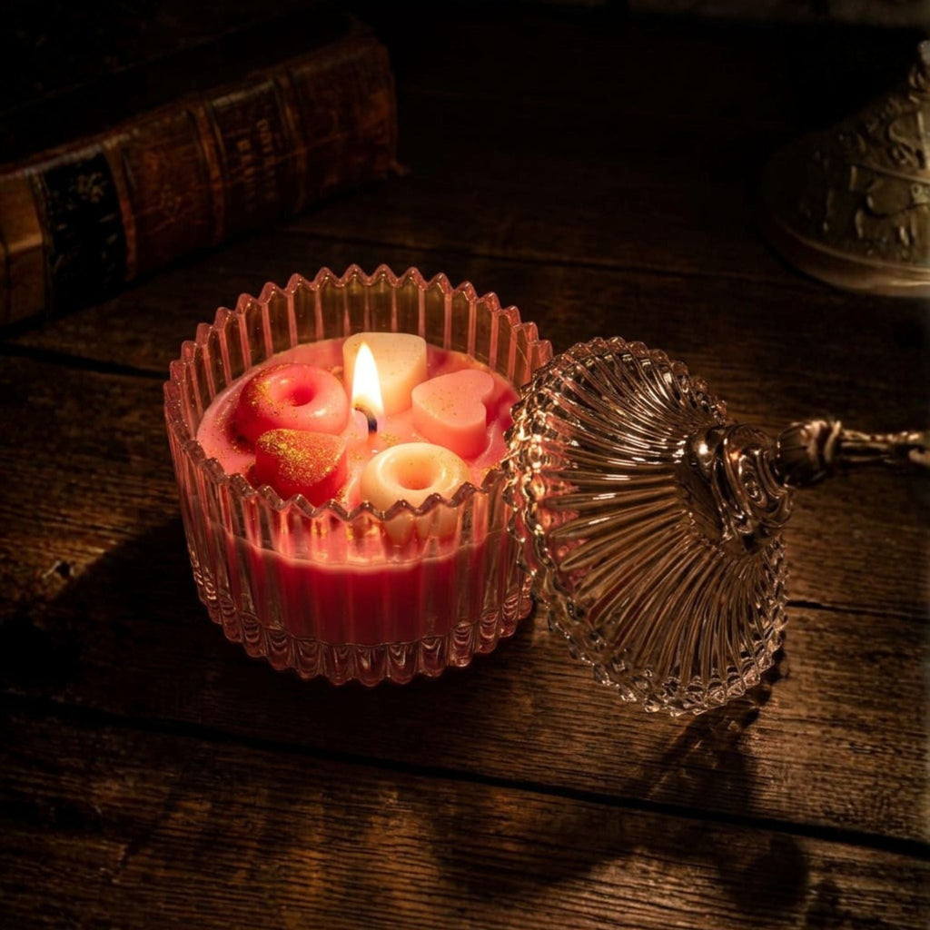 Romantic Heart Glow Glass Candle by Suryatra