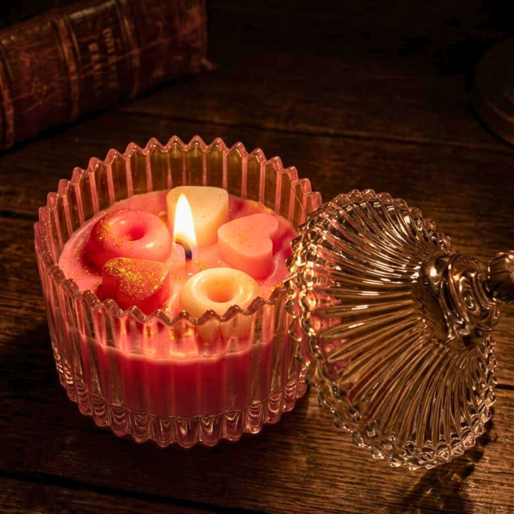 Romantic Heart Glow Glass Candle by Suryatra