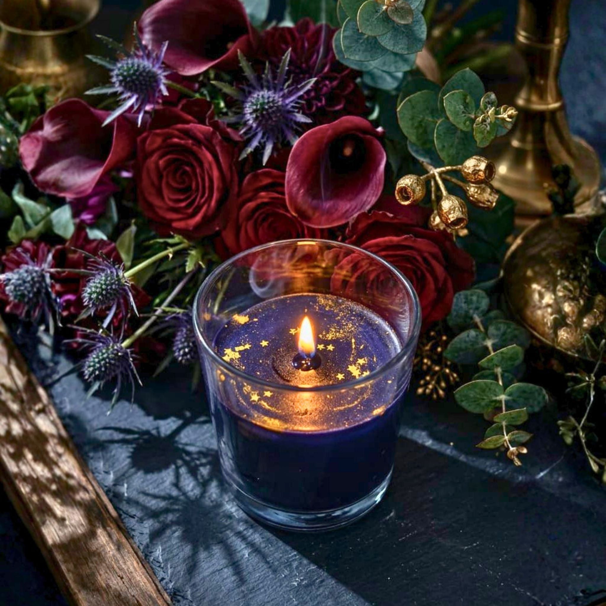 Midnight Rose Aura Luxury Glass Candle by Suryatra