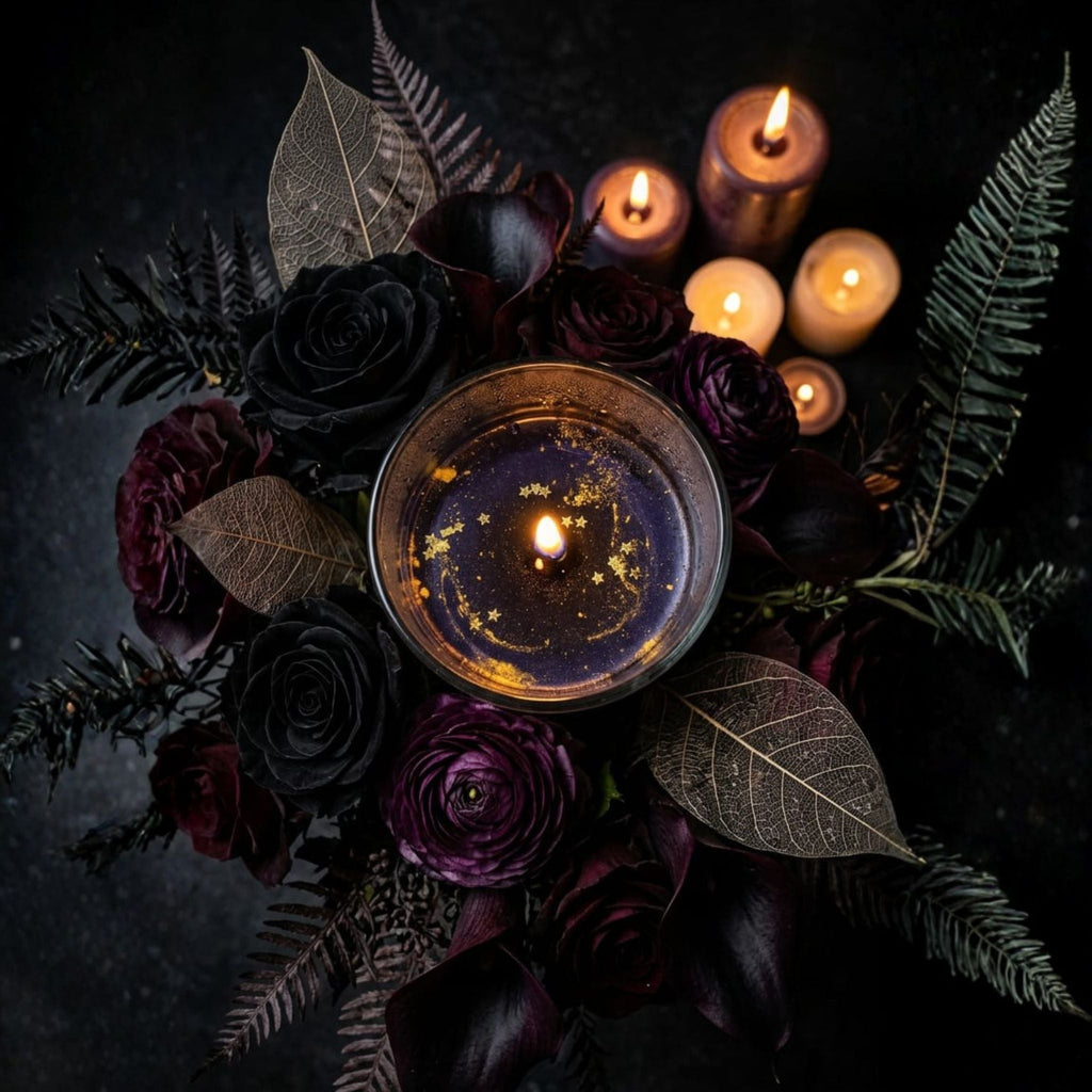 Midnight Rose Aura Luxury Glass Candle by Suryatra