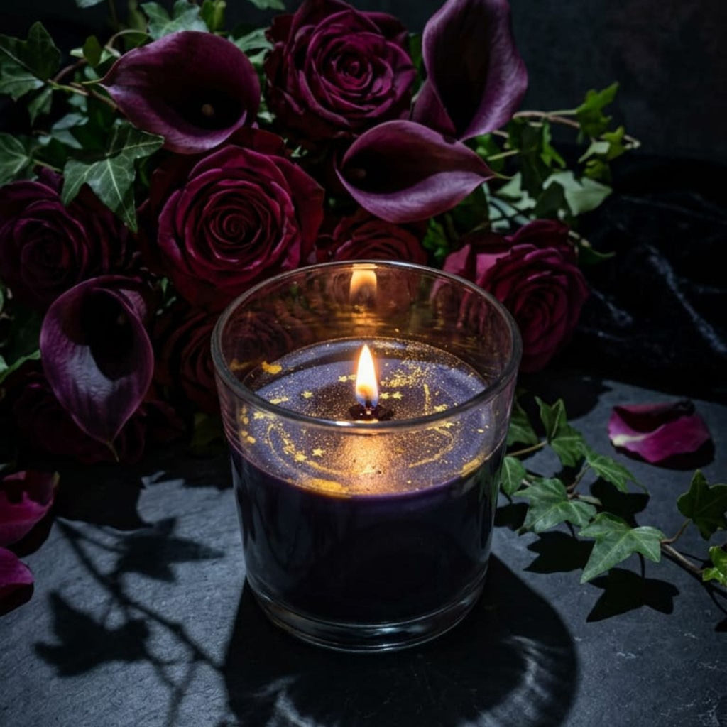 Midnight Rose Aura Luxury Glass Candle by Suryatra