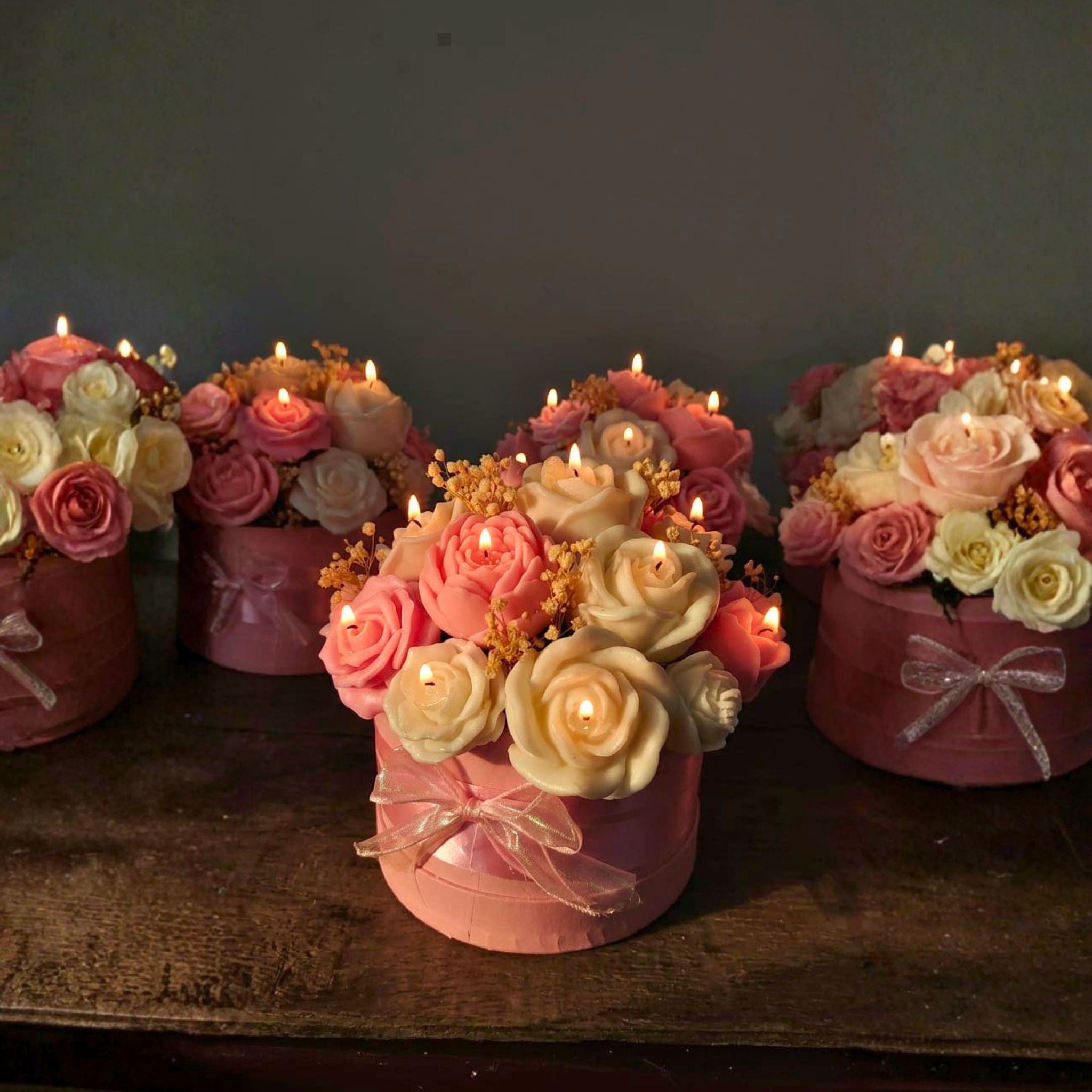 Blush Rose Glow Bouquet Candle by Suryatra