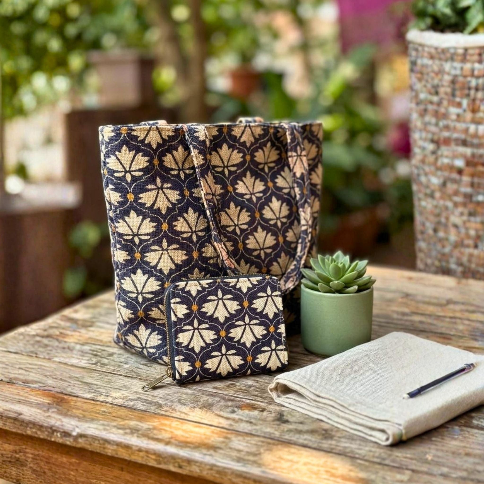 Floral Pattern Coin Pouch (Blue and Yellow) by Suryatra