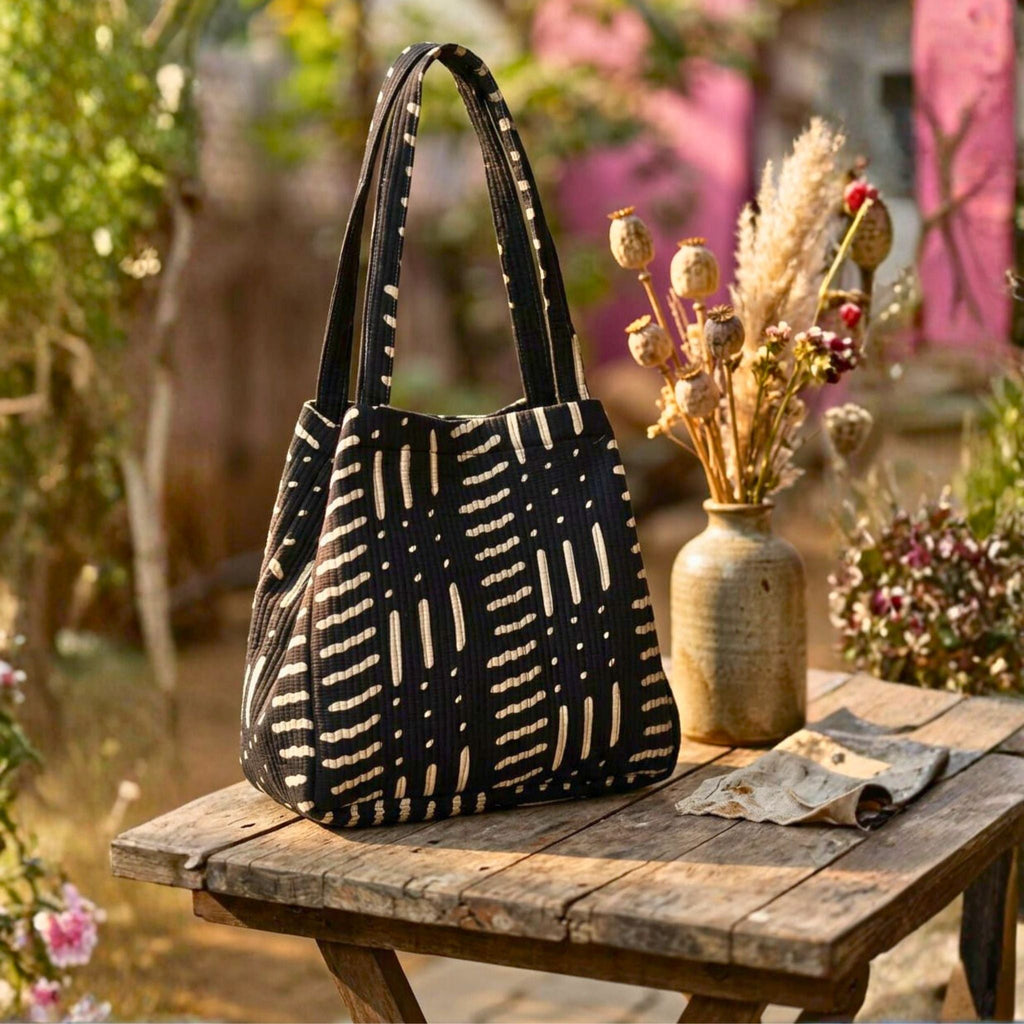 Convertible Tote (16*20 size) Black Pattern by Suryatra