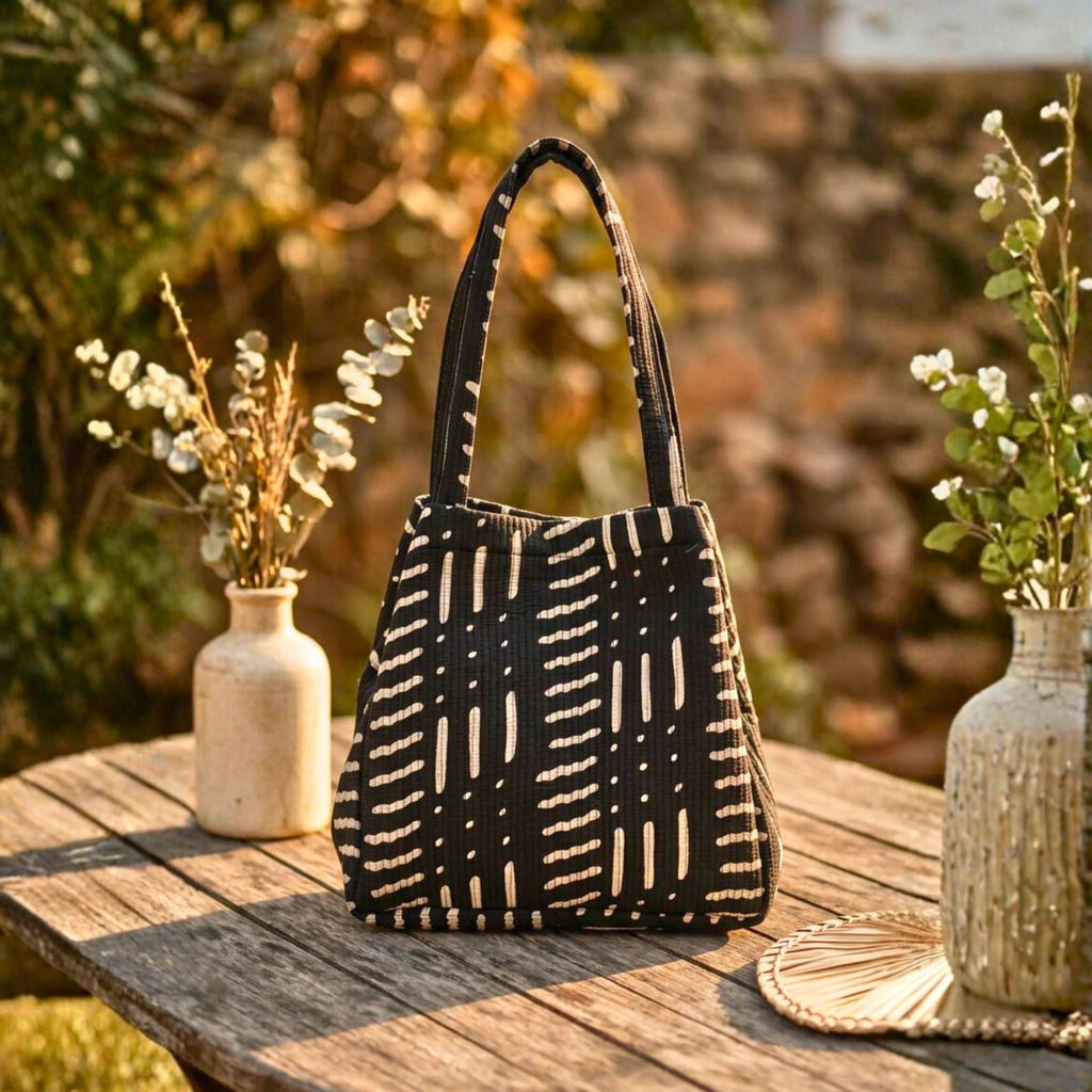 Convertible Tote (16*20 size) Black Pattern by Suryatra