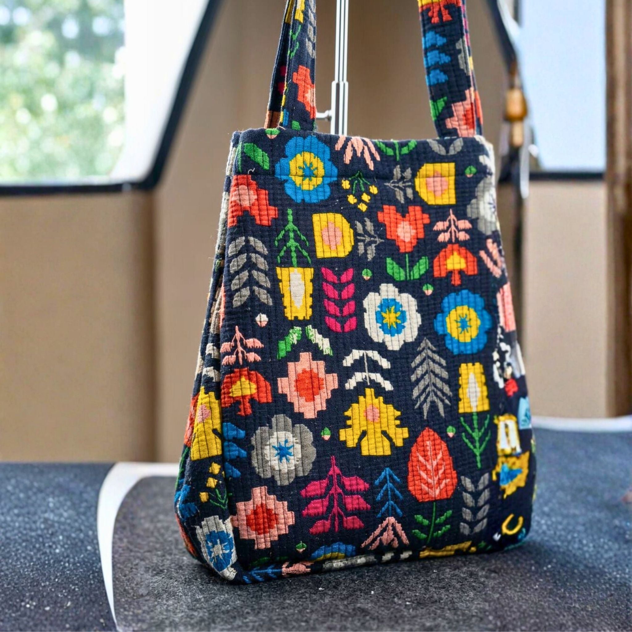 Convertible Tote (16*20 size) Yellow and Black Pattern by Suryatra