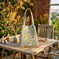 Convertible Tote (16*20 size) Sky Blue and green Pattern by Suryatra
