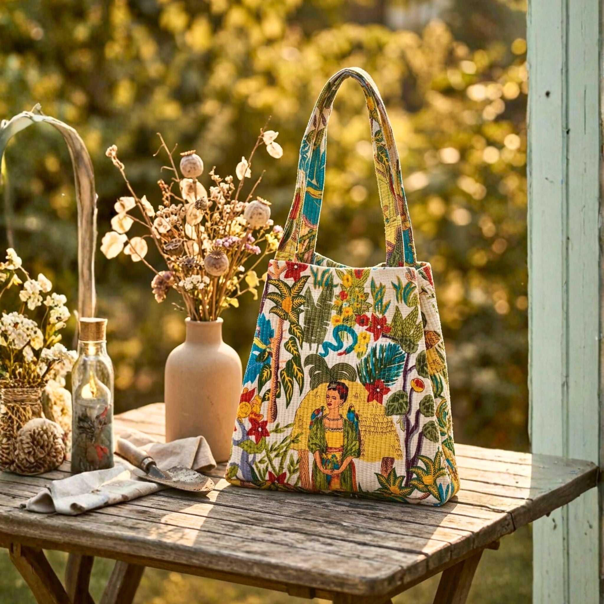 Convertible Tote (16*20 size) Yellow Pattern by Suryatra