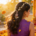 Royal Amethyst Kundan Cowrie Hair Adornment by Suryatra