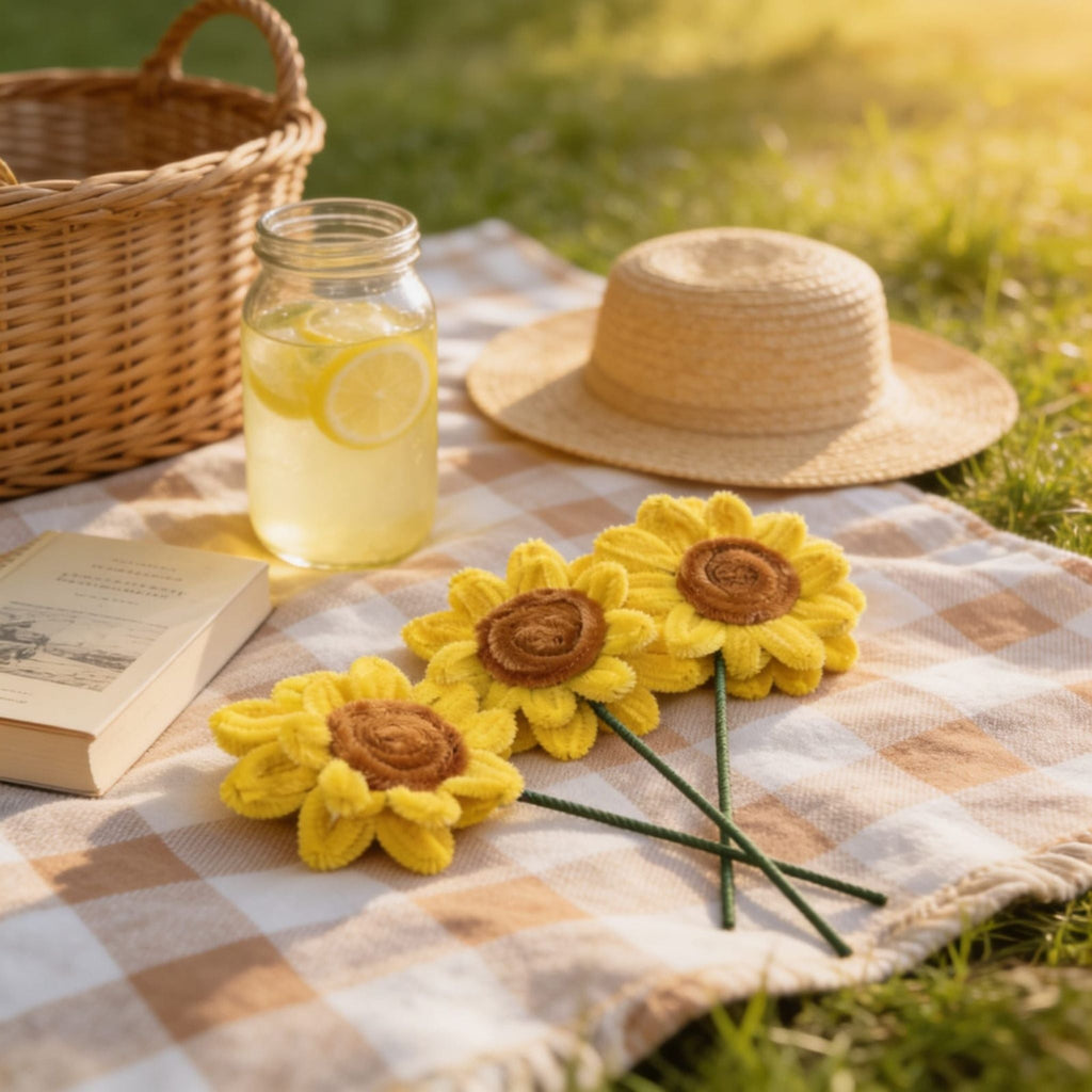 Sunflutter Pipe-Cleaner Crochet Sunflower(Set of 3 Yellow) by Suryatra