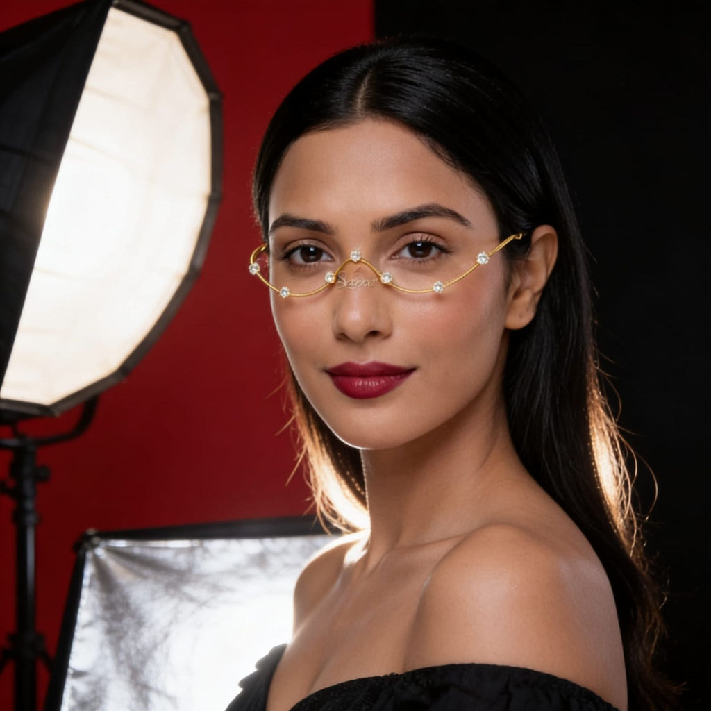 Noor Luxe Crystal Facelets Nose Chain by Suryatra