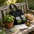 Classic Daisy Noir Canvas Tote Bag by Suryatra