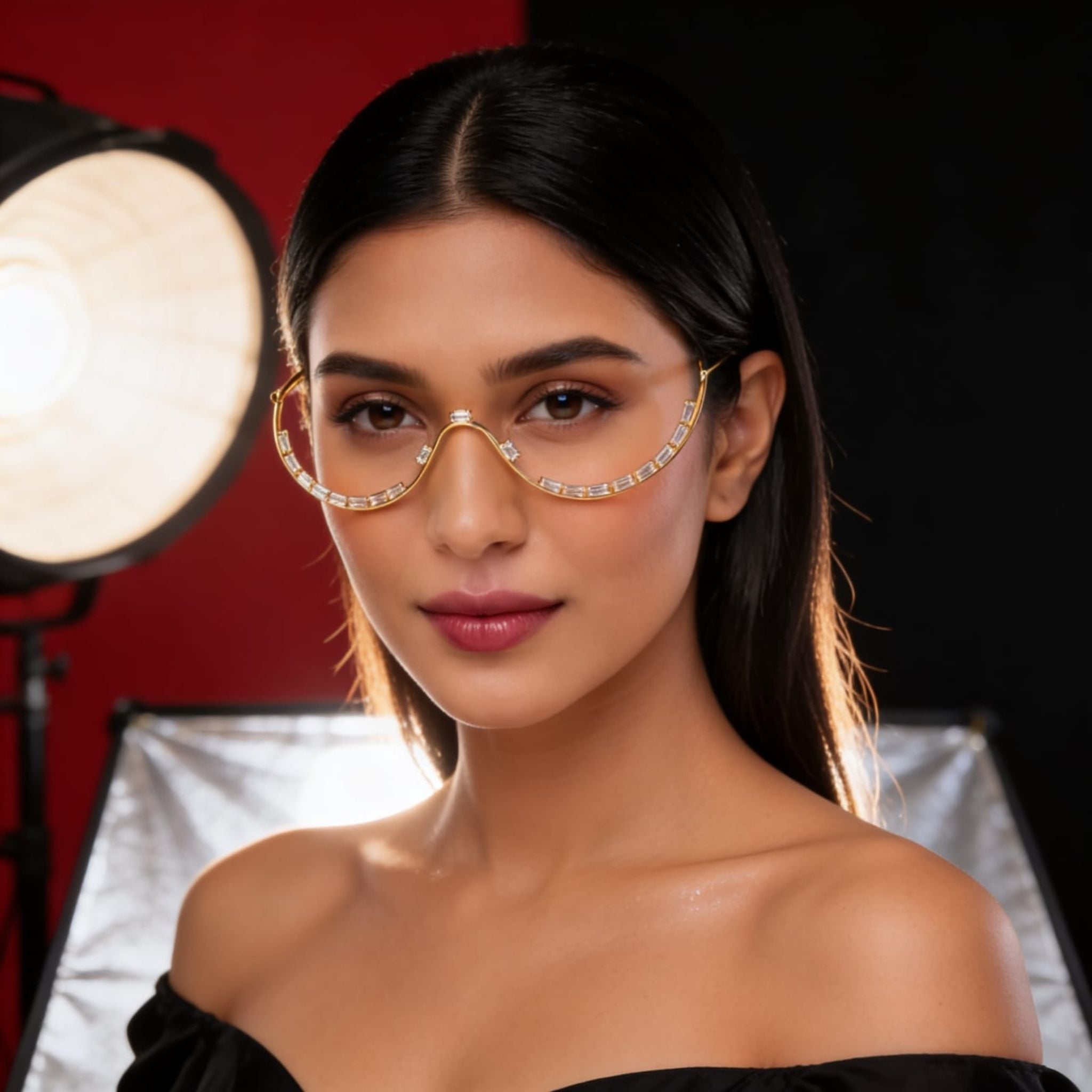 Celestia Luxe Crystal Facelets Nose Frame by Suryatra