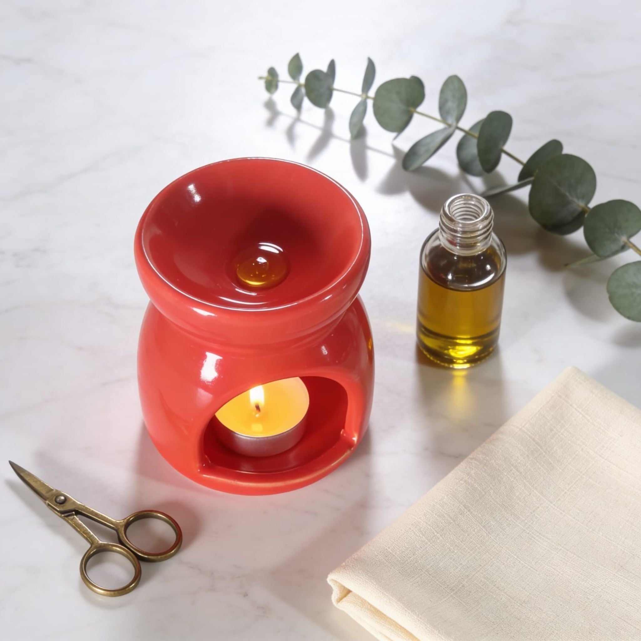 Coral Red Colour Ceramic Diffuser by Suryatra