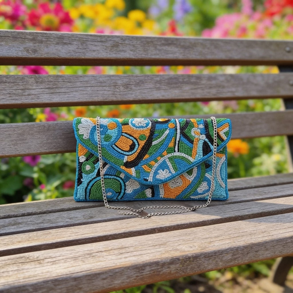 Oceanic Mosaic Envelope Sling Bag by Suryatra