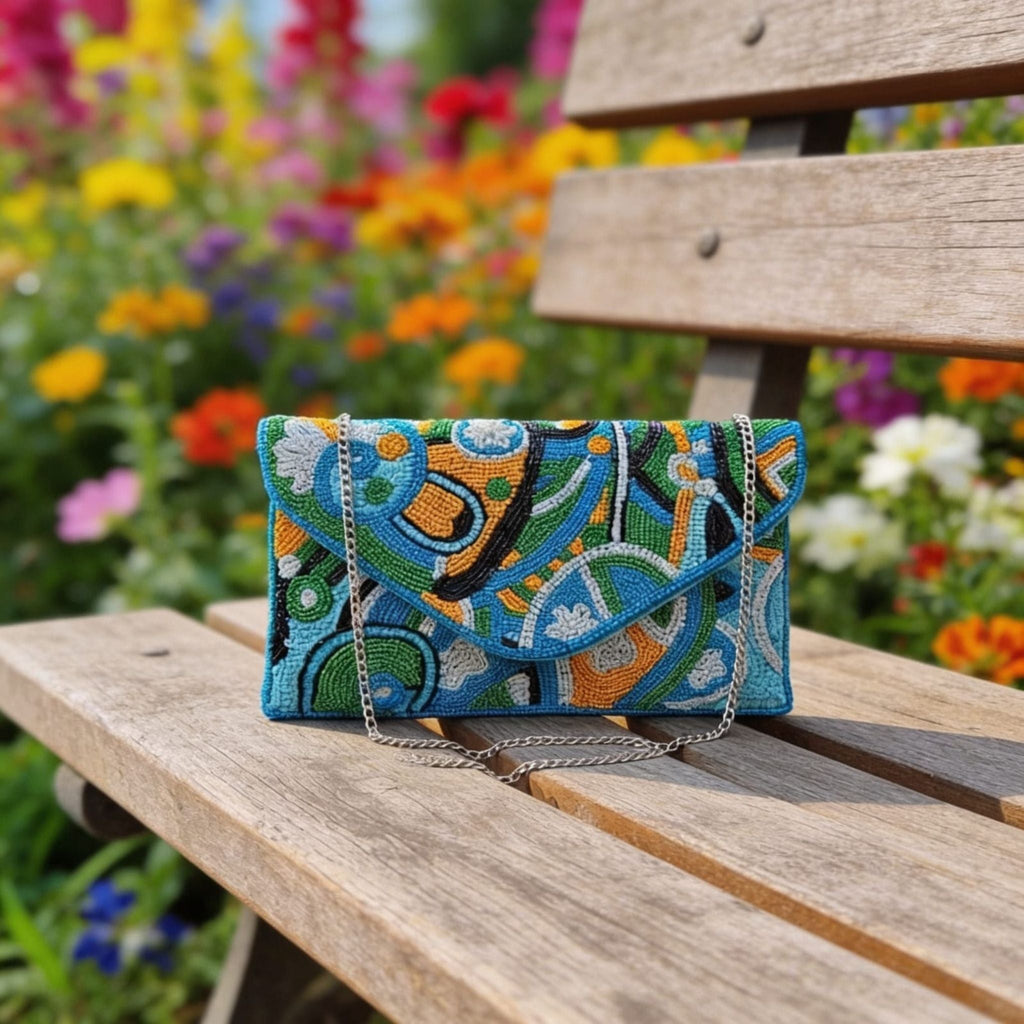 Oceanic Mosaic Envelope Sling Bag by Suryatra