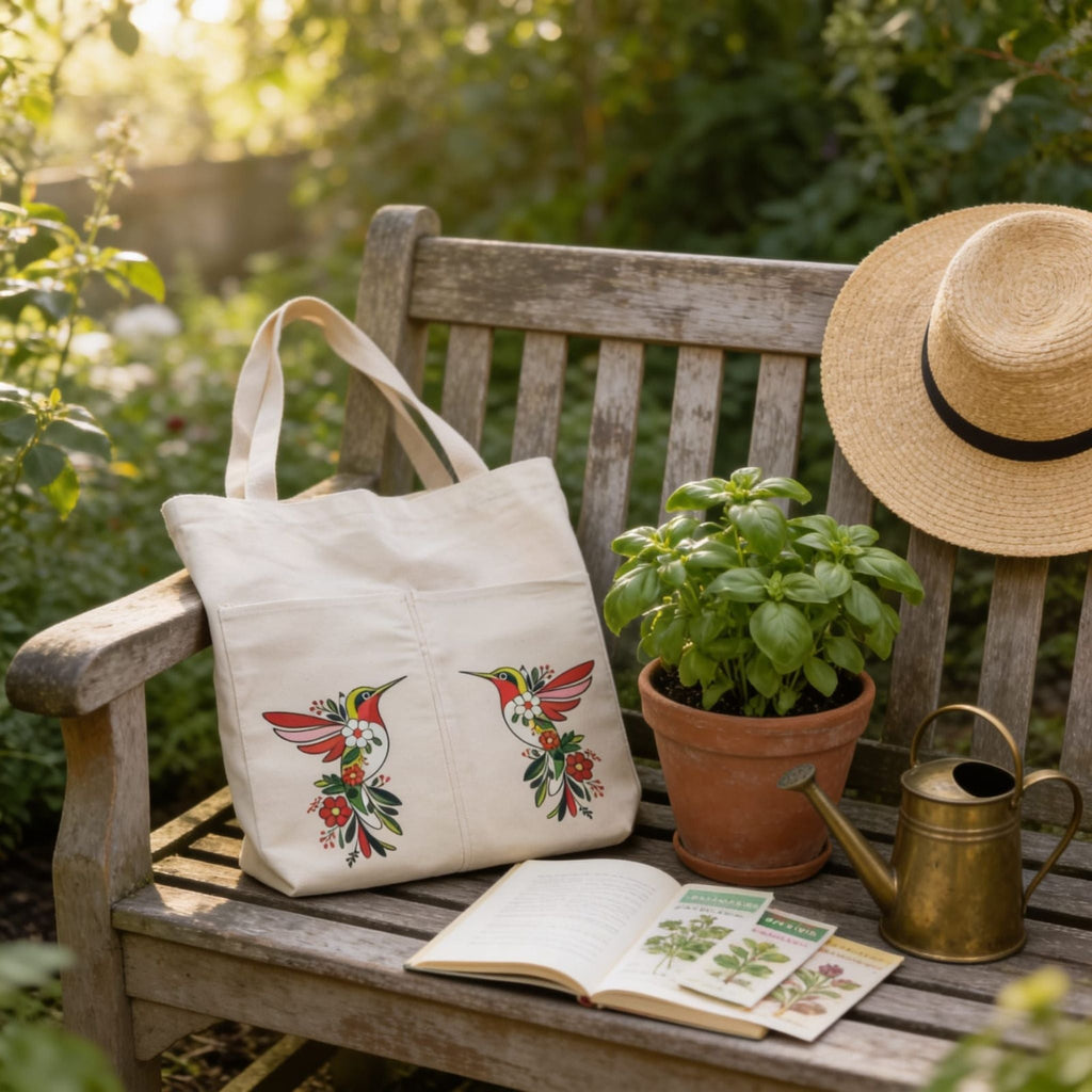 Enchanted Hummingbird Canvas Tote Bag by Suryatra