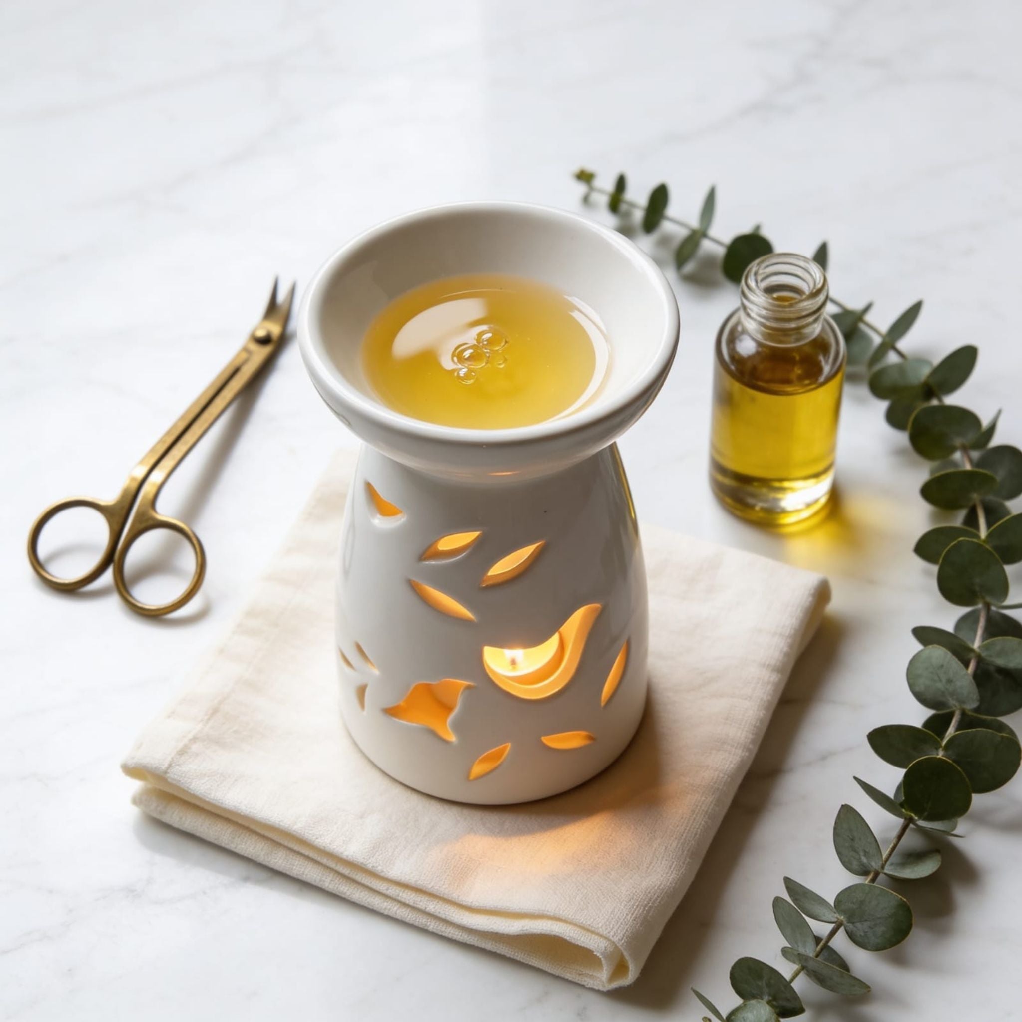 Soft Cream White Colour Ceramic Diffuser by Suryatra