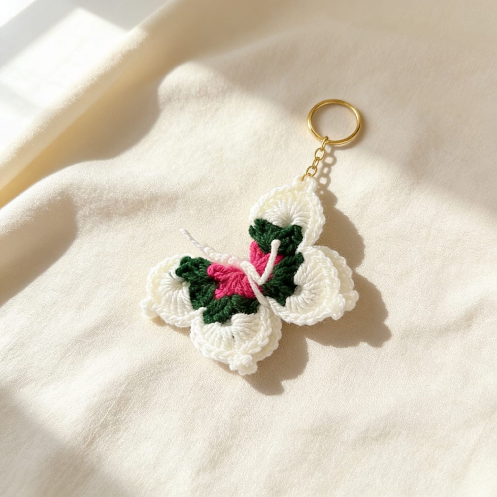 Sunflutter Crochet Butterfly Keychain (Pink) by Suryatra