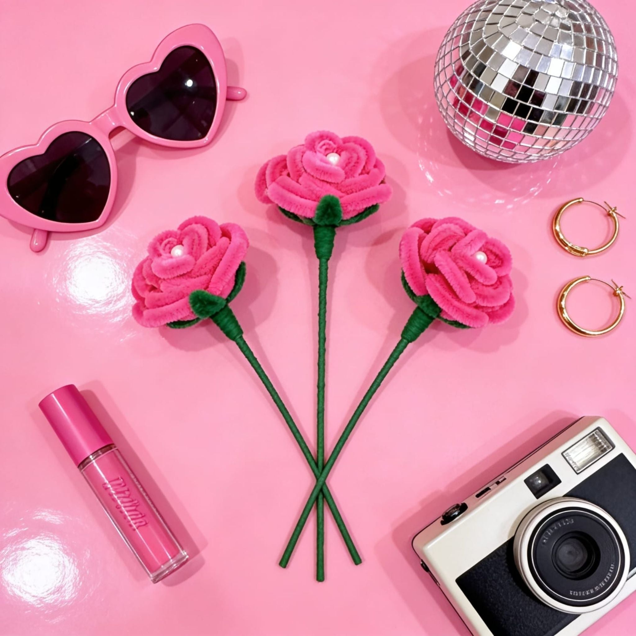 Blush Rose Pipe-Cleaner Crochet (Set of 3 Pink) by Suryatra