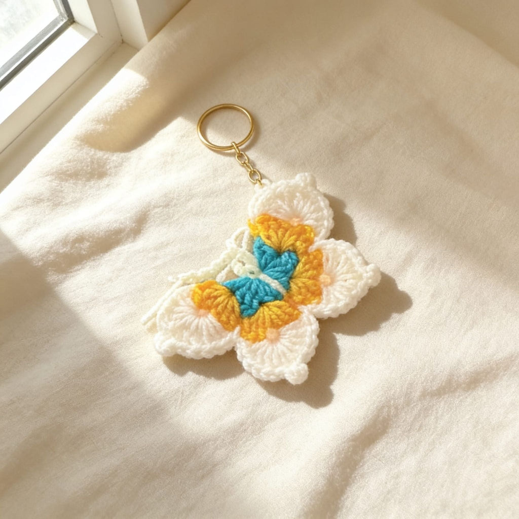 Sunflutter Crochet Butterfly Keychain (Sky Blue) by Suryatra