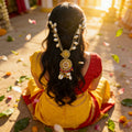 Golden Sun Kundan Cowrie Hair Adornment by Suryatra