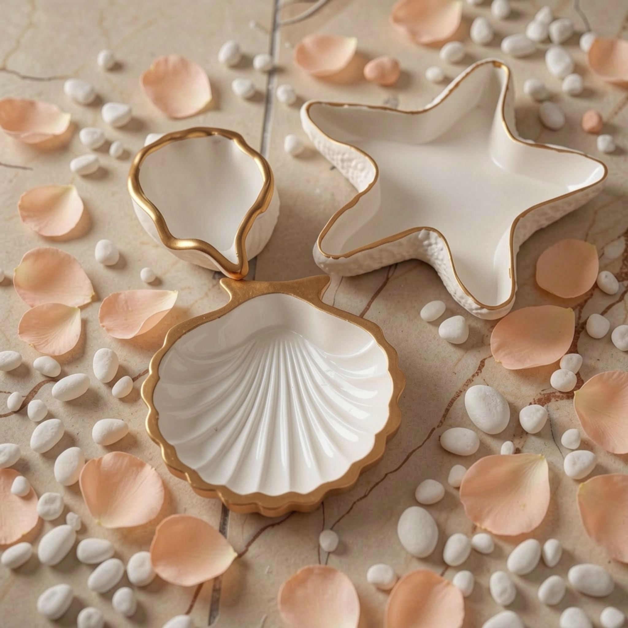 Ocean Treasures Ceramic Trinket Dish Set by Suryatra