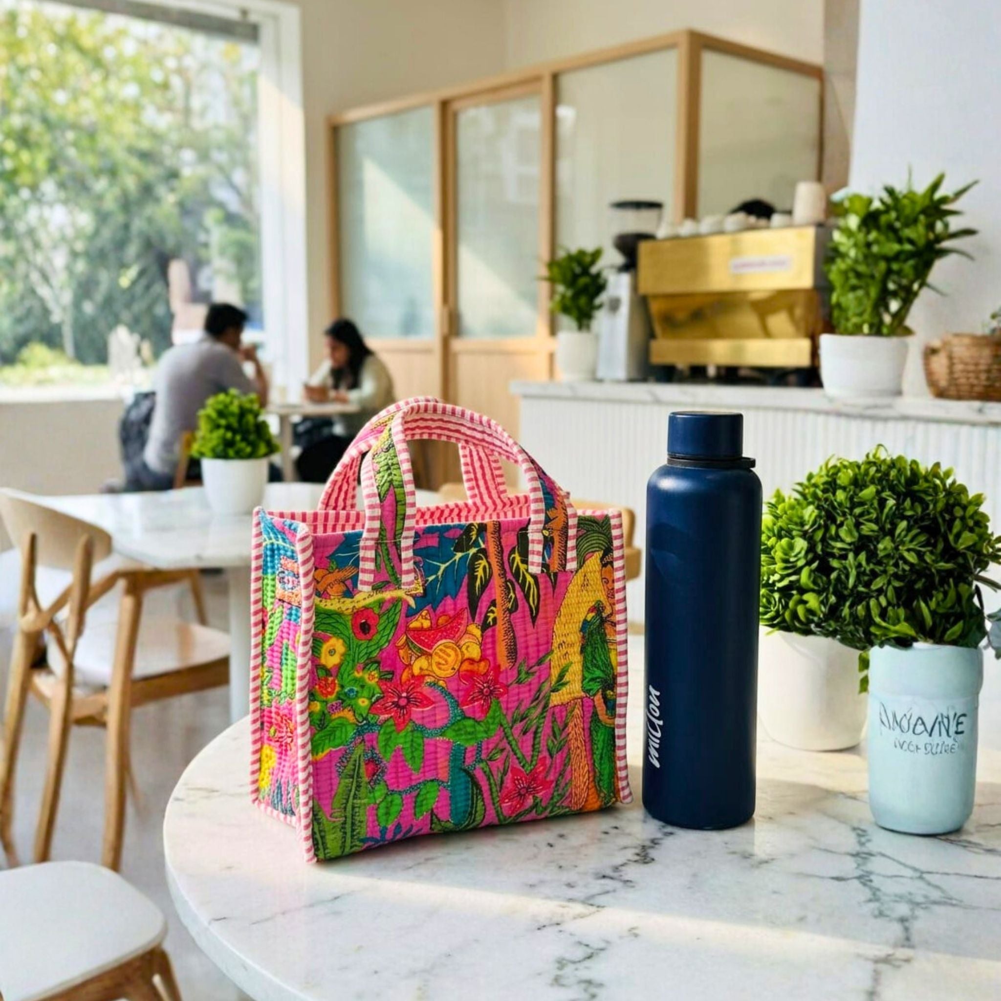 Mini Tote Bag (9*11 size) Pink Pattren by Suryatra