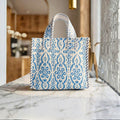 Mini Tote Bag (9*11 size) Sky Blue Pattren by Suryatra