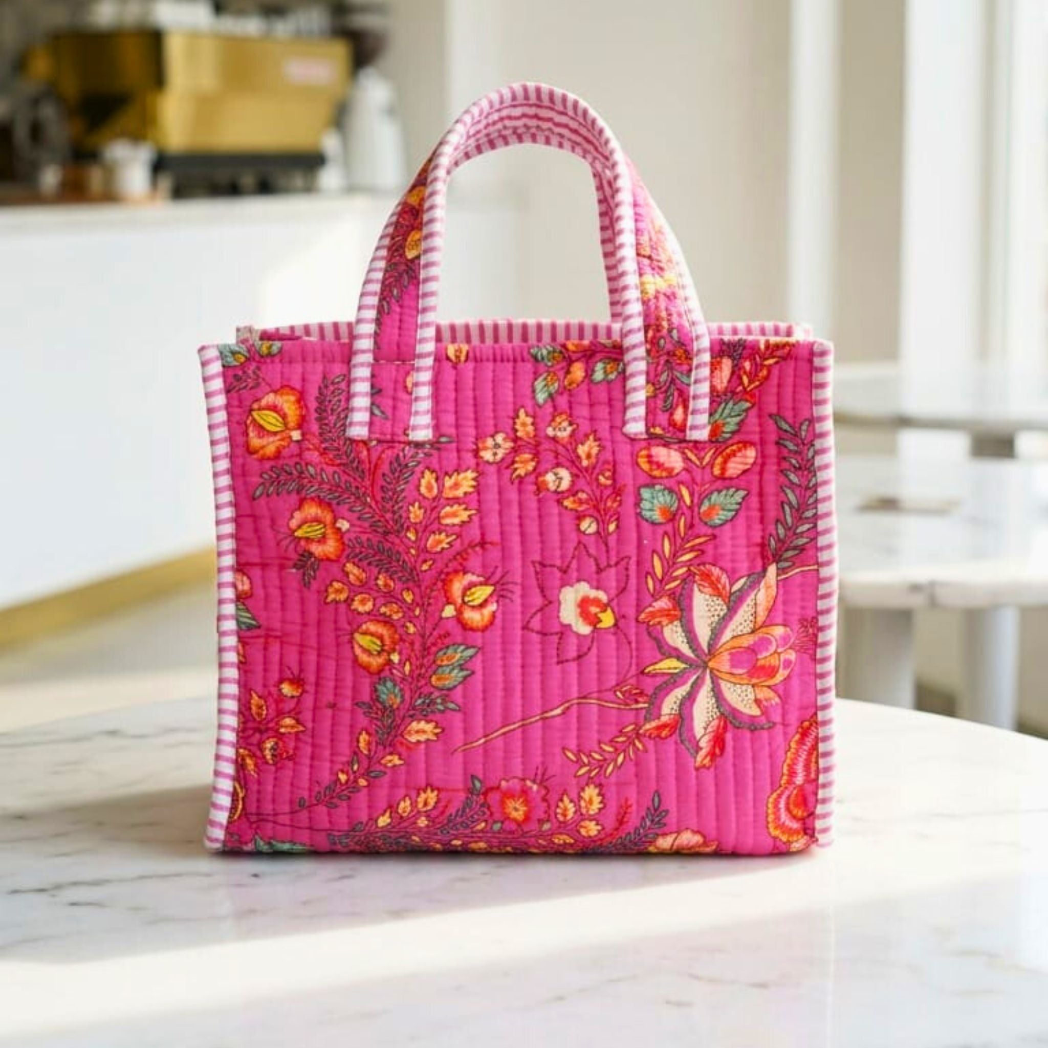 Mini Tote Bag (9*11 size) Pink Pattren  by Suryatra