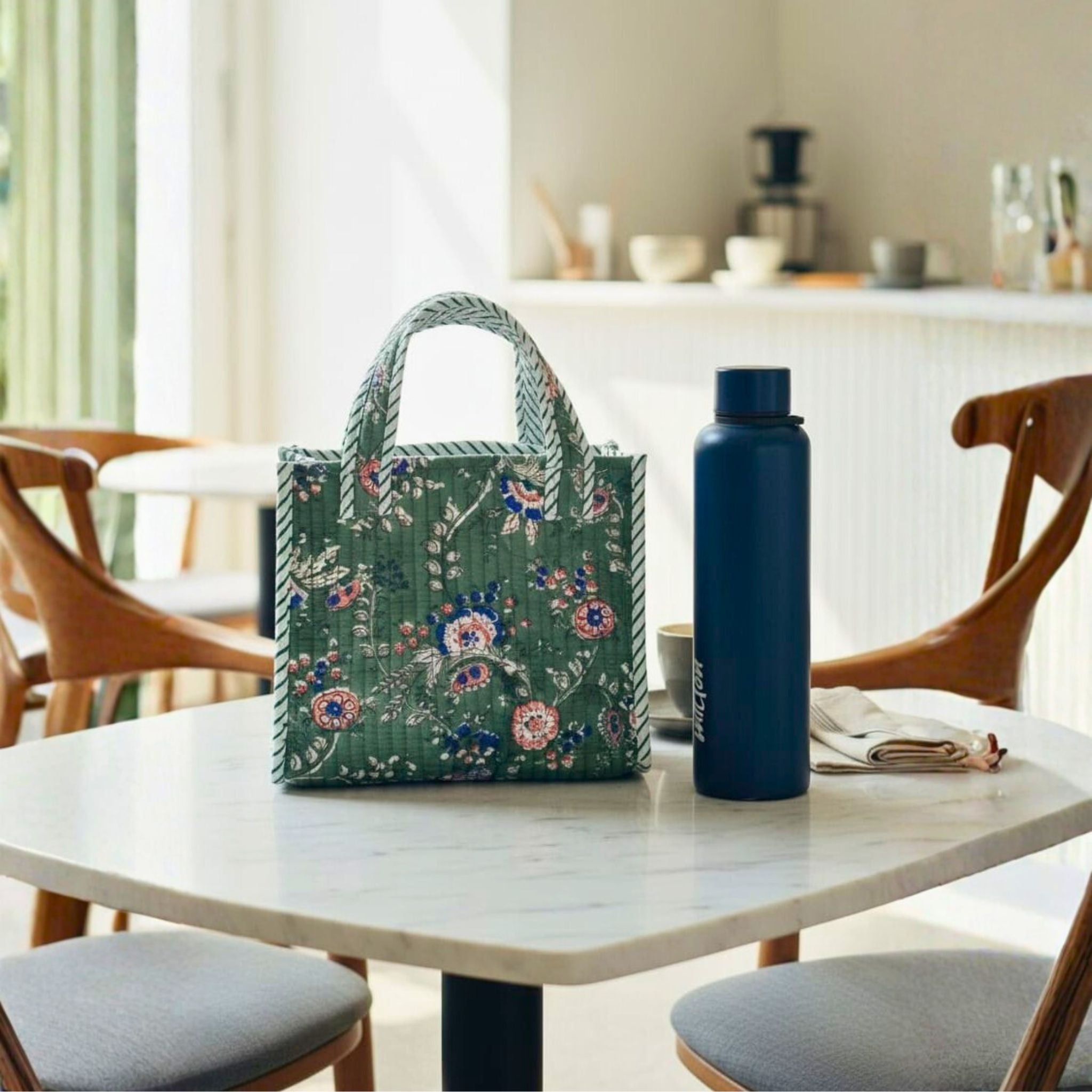 Mini Tote Bag (9*11 size) Green Pattren by Suryatra