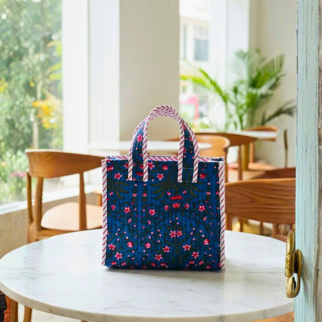 Mini Tote Bag (9*11 size) Blue Pattren by Suryatra