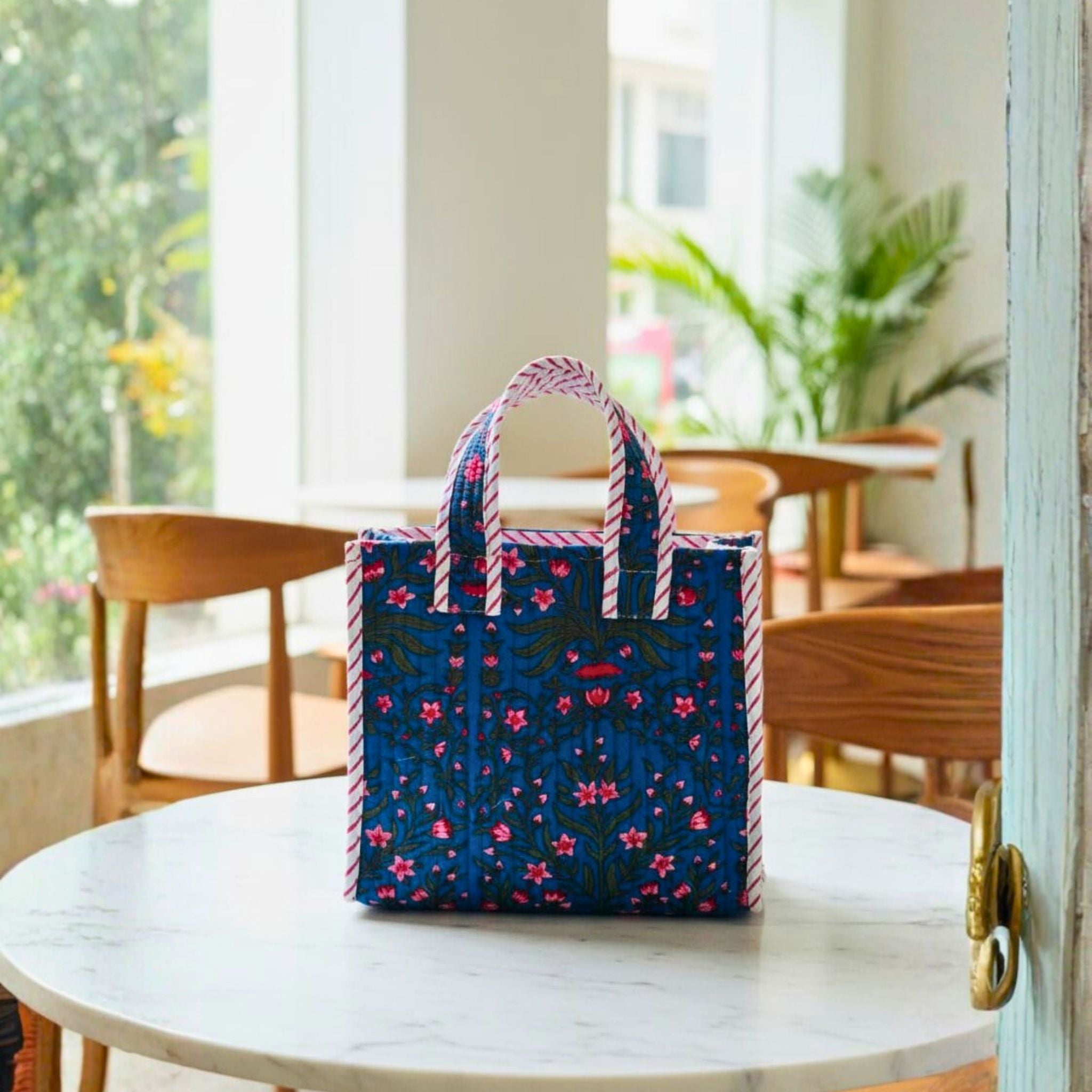 Mini Tote Bag (9*11 size) Blue Pattren by Suryatra