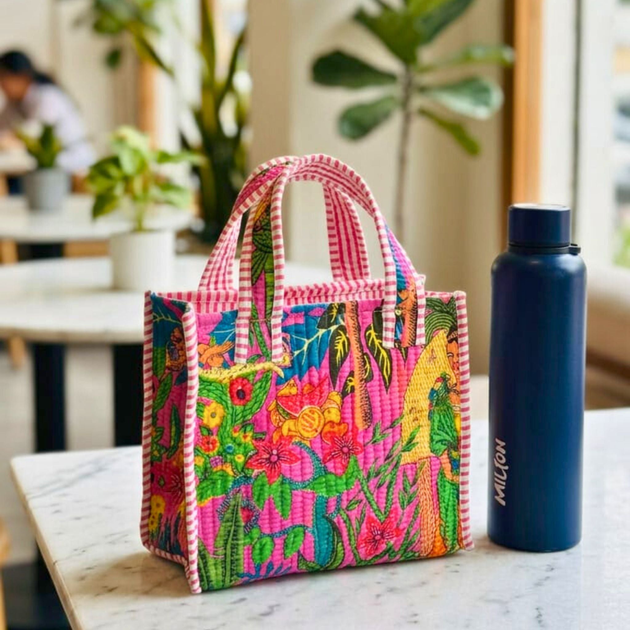Mini Tote Bag (9*11 size) Pink Pattren by Suryatra