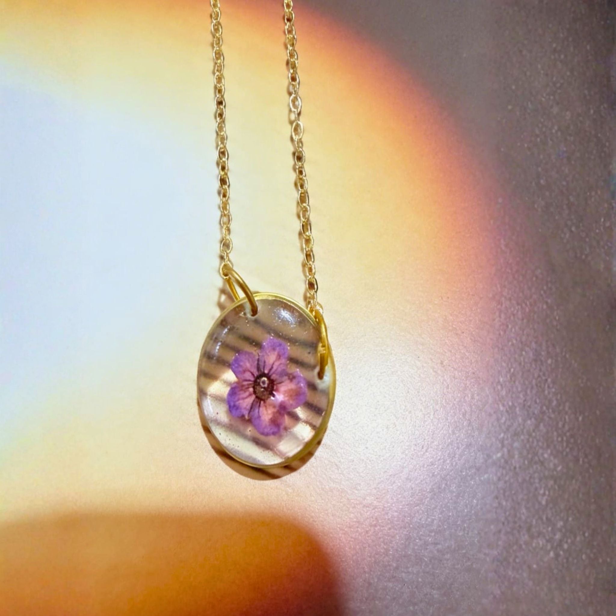 Amethyst Bloom Floral Pendant Necklace by Suryatra