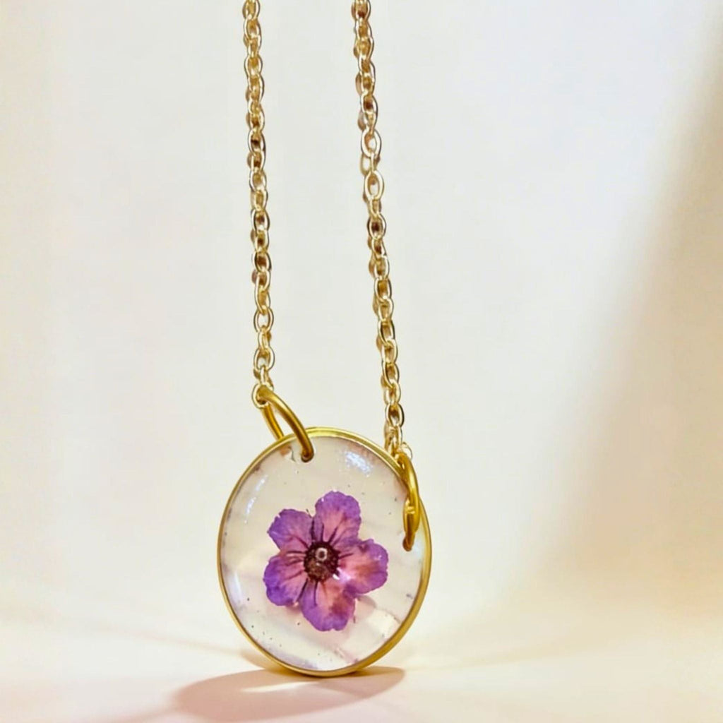 Amethyst Bloom Floral Pendant Necklace by Suryatra