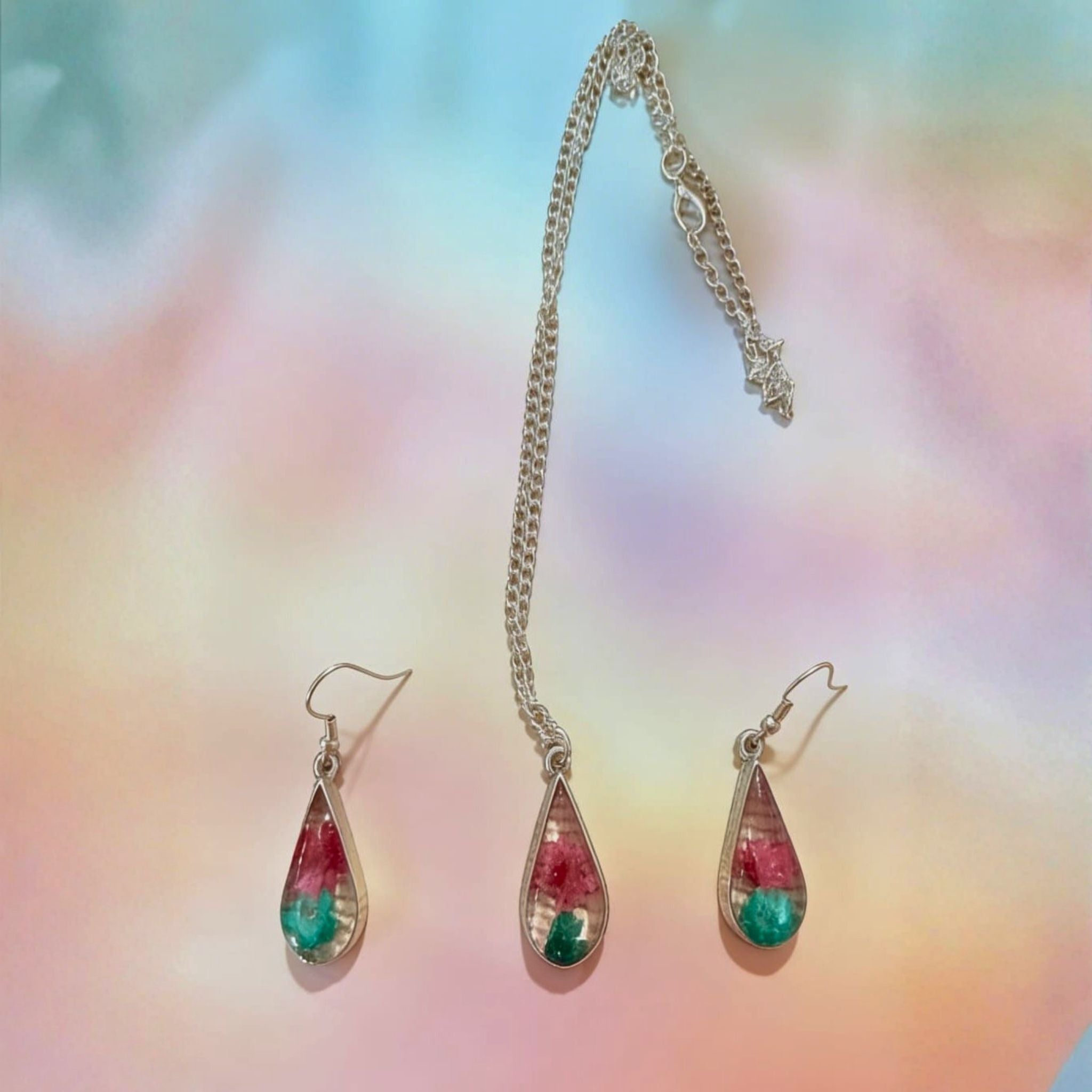 Dual Bloom Floral Jewelry Set by Suryatra