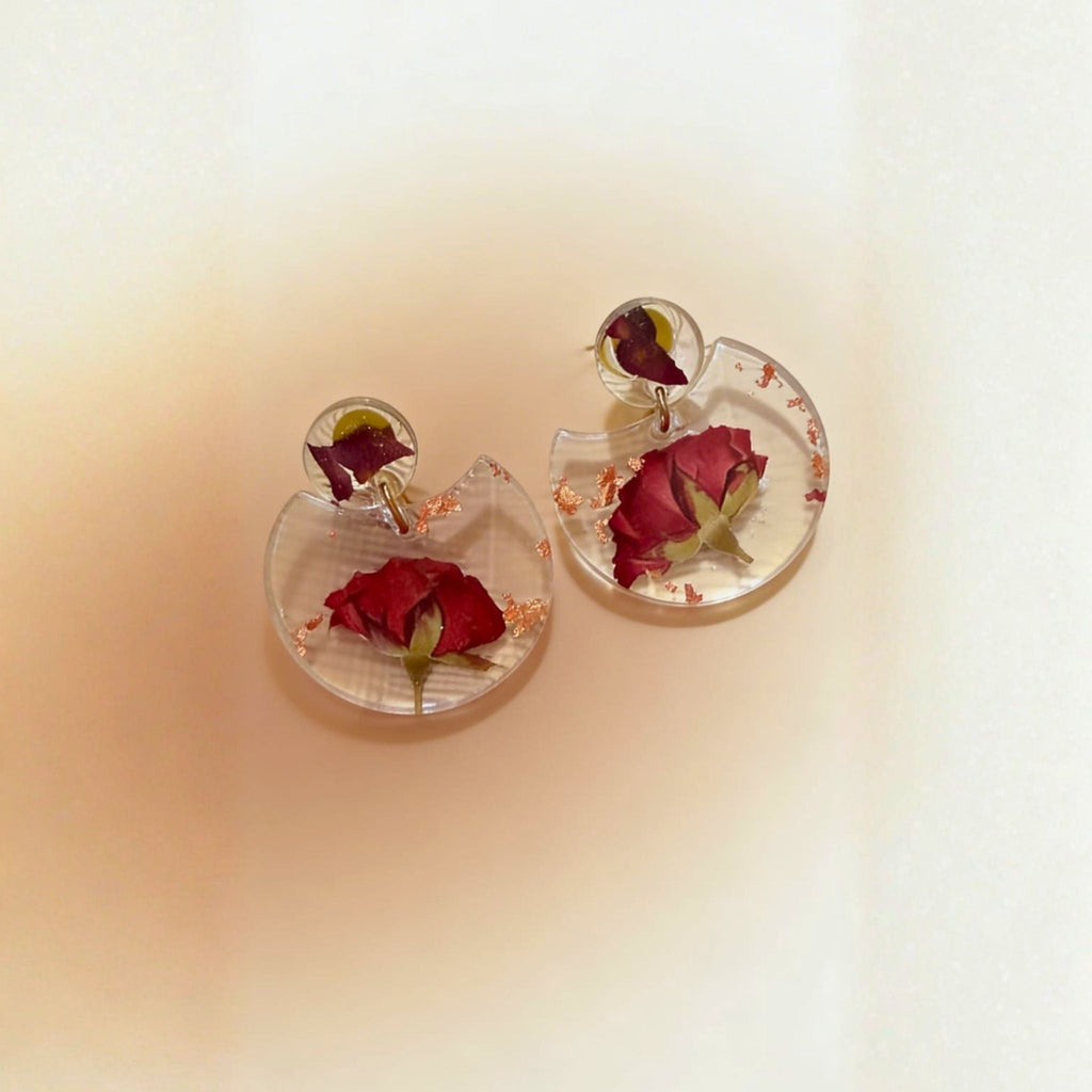 Crimson Rose Statement Earrings by Suryatra