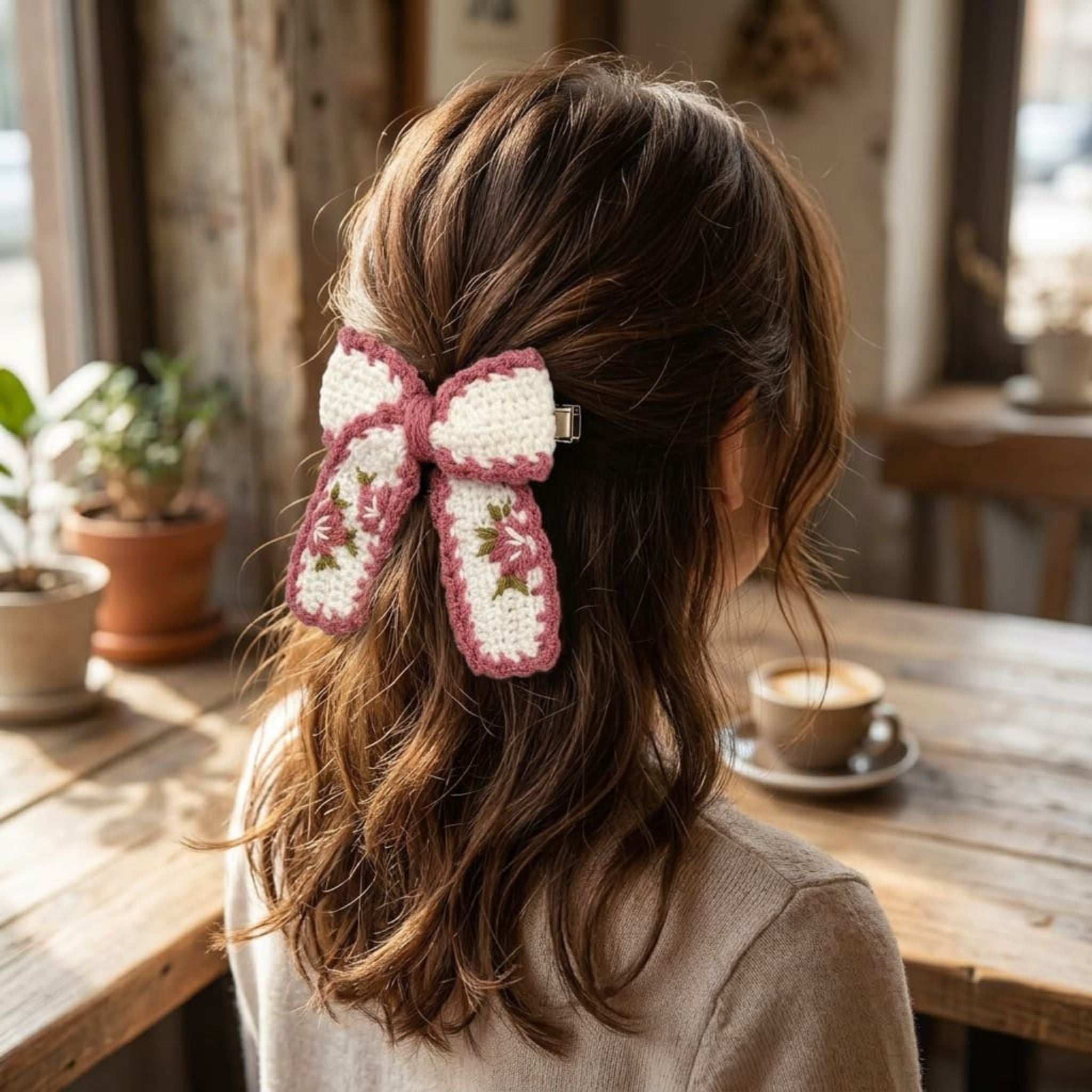 Rose Blossom Bow Hair Clip by Suryatra